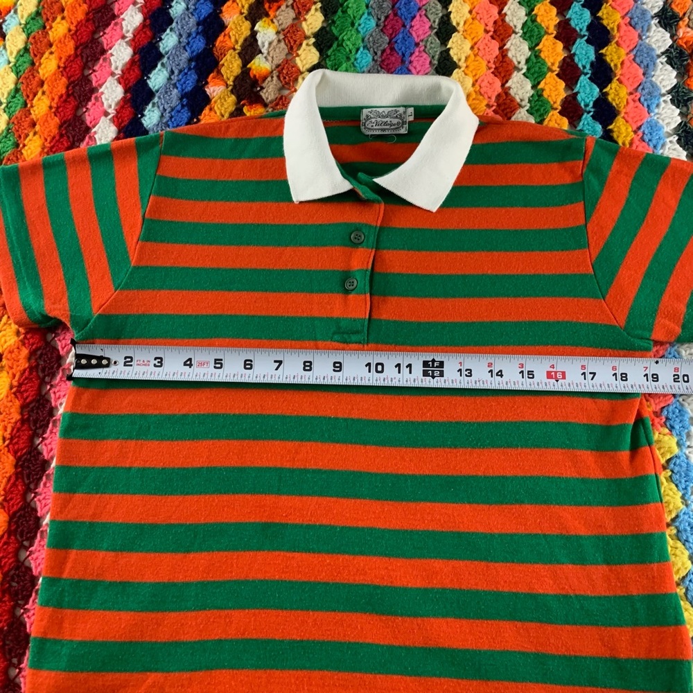 Vintage 80s Villager Soft Boxy Polo Shirt Crop Colorful Horizontal Rugby… - Picture 9 of 11